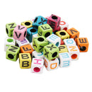 200 Pieces 6mm Colorful Letter Beads Kit Alphabet Cubic Bead A-Z Bulk - Acrylic Beads for DIY Bracelets Jewelry Accessories Making (Large Hole, 4mm)