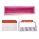 Rectangular 900ml Cavity Silicone Soap Mold Loaf with Wood Box and Stainless Steel Wavy & Straight Soap Mold Loaf Garnish Cake Cutter Cutting Tool