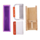 Wooden Soap Loaf Cutter Mold and Soap Cutter Set Rectangle Silicone Soap Mold with Wood Box Straight Cutter Wavy Cutter Soap Making Supplies