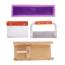 Wooden Soap Loaf Cutter Mold and Soap Cutter Set Rectangle Silicone Soap Mold with Wood Box Straight Cutter Wavy Cutter Soap Making Supplies