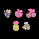 30Pcs/Pack Pink Glitter Resin Cabochons Flat Back Charms Lovely Mixed Fruits Shaped Buttons for DIY Scrapbook Decor Wedding Decor Cards Making