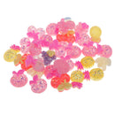 30Pcs/Pack Pink Glitter Resin Cabochons Flat Back Charms Lovely Mixed Fruits Shaped Buttons for DIY Scrapbook Decor Wedding Decor Cards Making