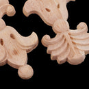 4 Pieces Natural Solid Wood Carved Applique Unpainted Decal Furniture Decors