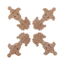 4 Pieces Natural Solid Wood Carved Applique Unpainted Decal Furniture Decors