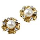 10 Pieces 21mm Golden Plated Metal Pearl Flower Buttons Crystal Buttons Flatback Embellishments DIY Accessories Sewing Wedding Decorations