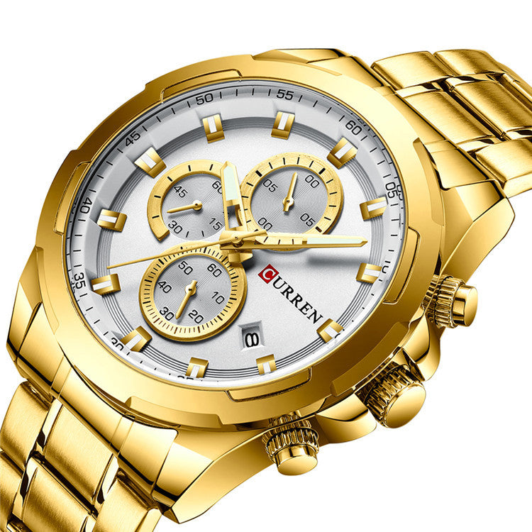 CURREN 8354 Calendar Auto Date Display Men Watch Stainless Steel Band Quartz Watch