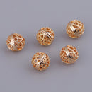 5 Pieces Metal Filigree Hollow Loose Spacer Bead for Jewelry Making Handmade Necklace Bracelet DIY Craft 8mm Gold