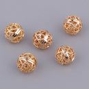 5 Pieces Metal Filigree Hollow Loose Spacer Bead for Jewelry Making Handmade Necklace Bracelet DIY Craft 8mm Gold