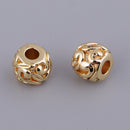 5 Piece Each Pack Gold Plated Brass Large Hole Spacer Loose Beads, Round Carved Beads for Jewelry Making DIY Crafts DIY Necklaces Bracelets, 5.3 x 6mm