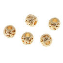 5 Piece Each Pack Gold Plated Brass Large Hole Spacer Loose Beads, Round Carved Beads for Jewelry Making DIY Crafts DIY Necklaces Bracelets, 5.3 x 6mm