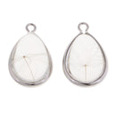2pcs Clear Water Drop Glass Ball Necklace Pendants with Real Dried Flowers Filled Ornament for Home Hanging Decoration 2cm