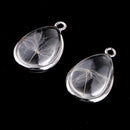 2pcs Clear Water Drop Glass Ball Necklace Pendants with Real Dried Flowers Filled Ornament for Home Hanging Decoration 2cm