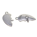 30 Pieces Vintage Tibetan Silver Broken Heart Key with Love Charms Pendant for DIY Crafting Jewelry Making Findings Accessories