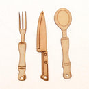 12 Pieces Unpainted Wood Tableware Pieces Wooden Shapes Embellishments for Card Making Painting Drawing 70mm