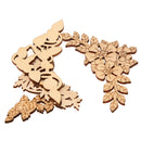 4 Pieces Unpainted Wooden Crafts Floral Ornaments Card Making Sewing Accessory Kids DIY Supply 10x5cm