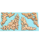 4 Pieces Unpainted Wooden Crafts Floral Ornaments Card Making Sewing Accessory Kids DIY Supply 10x5cm