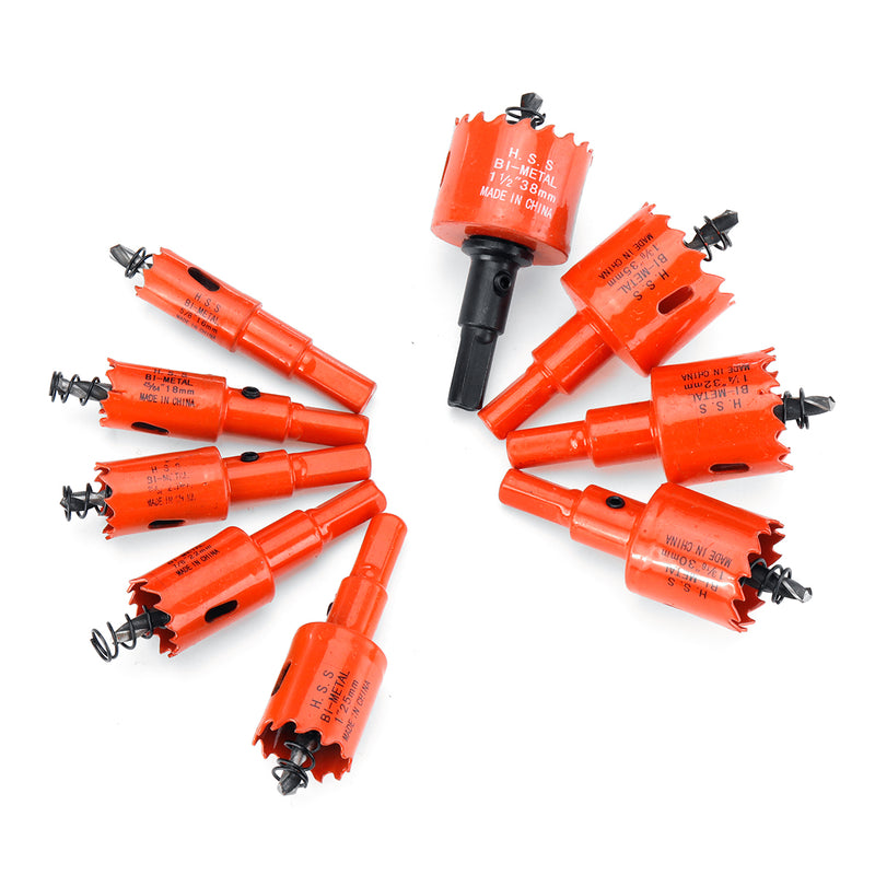 9Pcs Tooth Hole Saw Cutter Kit HSS Steel Drill Bit Set Cutter Tool For Metal Wood Alloy