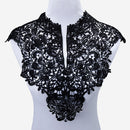 Beautiful Black & Off White Embroidery Big Flowers Lace Neckline Fabric Closure DIY