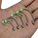 ZANLURE 50pcs/Set Crank Hook With Luminous Soft Non-Slip Block Lure Soft Bait Fishing Hook Set