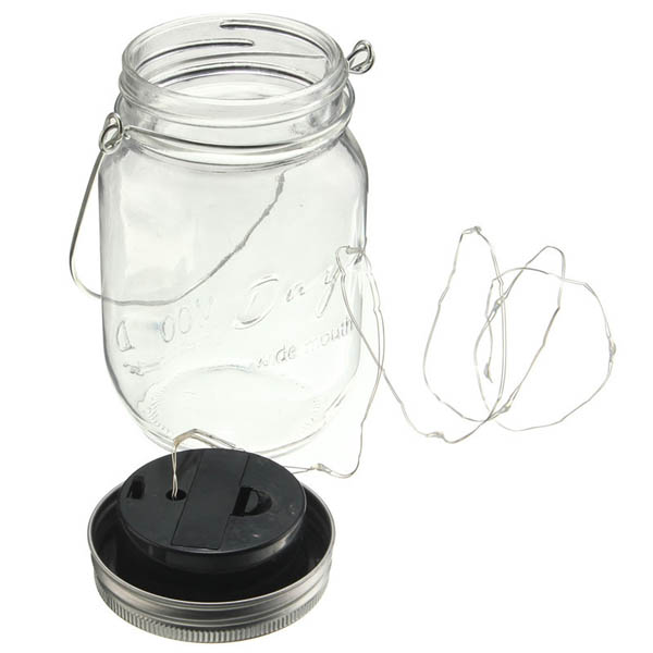 Christmas light Solar Power Hanging Glass Jar Lamp 8 LED Beads Garden Courtyard Landscape Decor Light