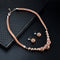 Trendy Women's Rose Gold Bead Pendant Jewelry Set Necklace Rhinestone Earrings