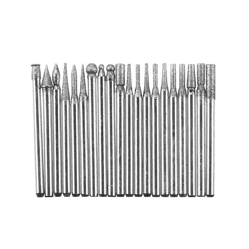 20Pcs 3mm Shank Diamond Grinding Cutting Head Drill Bits Set Kit For Rotary Tool