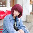 Qi Liuhai Bobo Fluffy Face Short Straight Wig - Red
