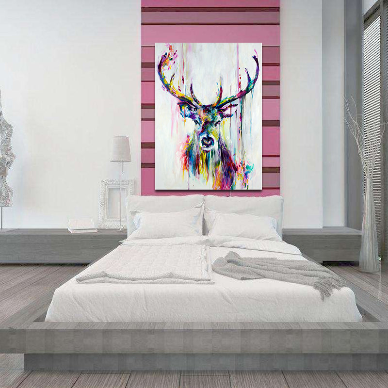 Miico Hand Painted Oil Paintings Animal Elk Paintings Wall Art For Home Decoration