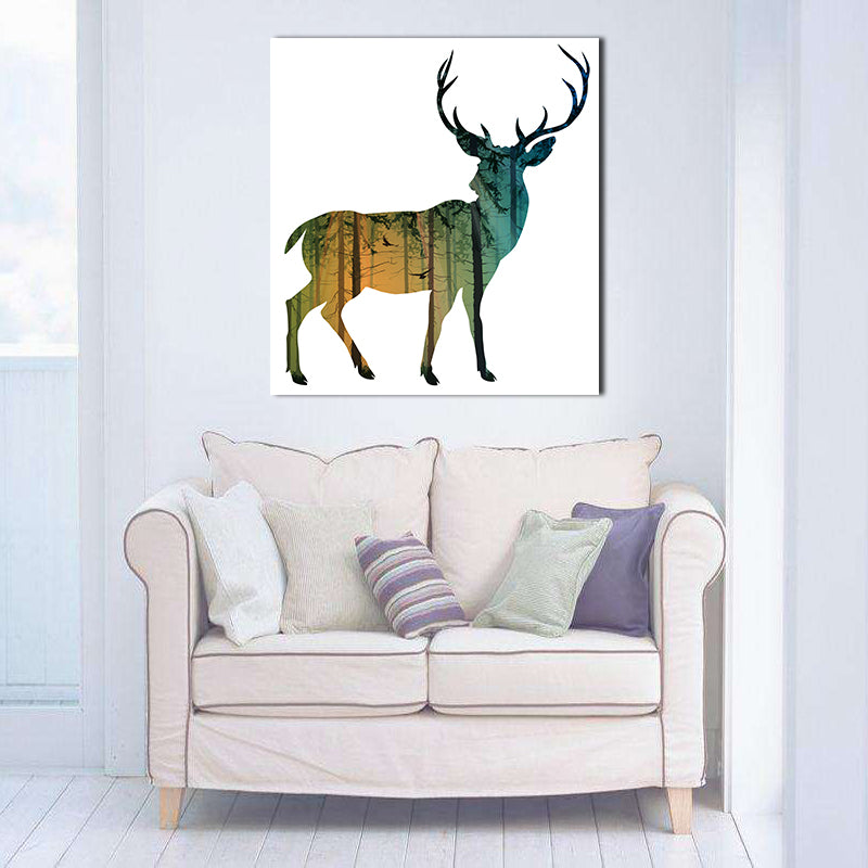Miico Hand Painted Oil Paintings Simple Style-D Side Face Deer Wall Art For Home Decoration Paintings