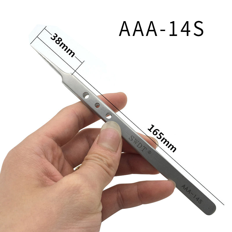 AAA-12S AAA-14S AAA-15S Precision Pointed Tweezers Stainless Steel Clamps Lengthened Medical Anti-Static Tweezer Tool
