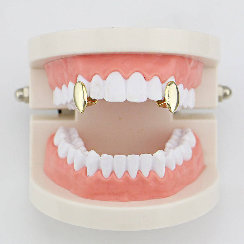 4 Colors Funny Vampire Canine Braces Geometric Gold Plated Grillz Teeth Jewelry  Set