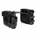 27x12x25cm Pair Black Motorcycle PU Leather Side Box Hanging Saddlebags with Water Bottle Bag