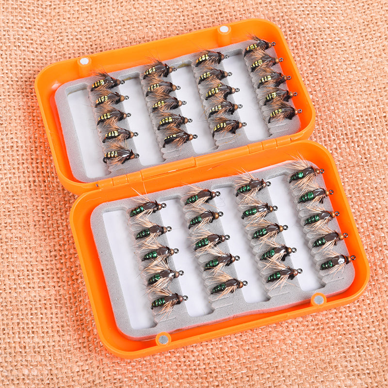 LEO 40pcs/lot Fly Fishing Lure Set Artificial Bait For Pesca Fish Fishing Hooks Tackle With Box