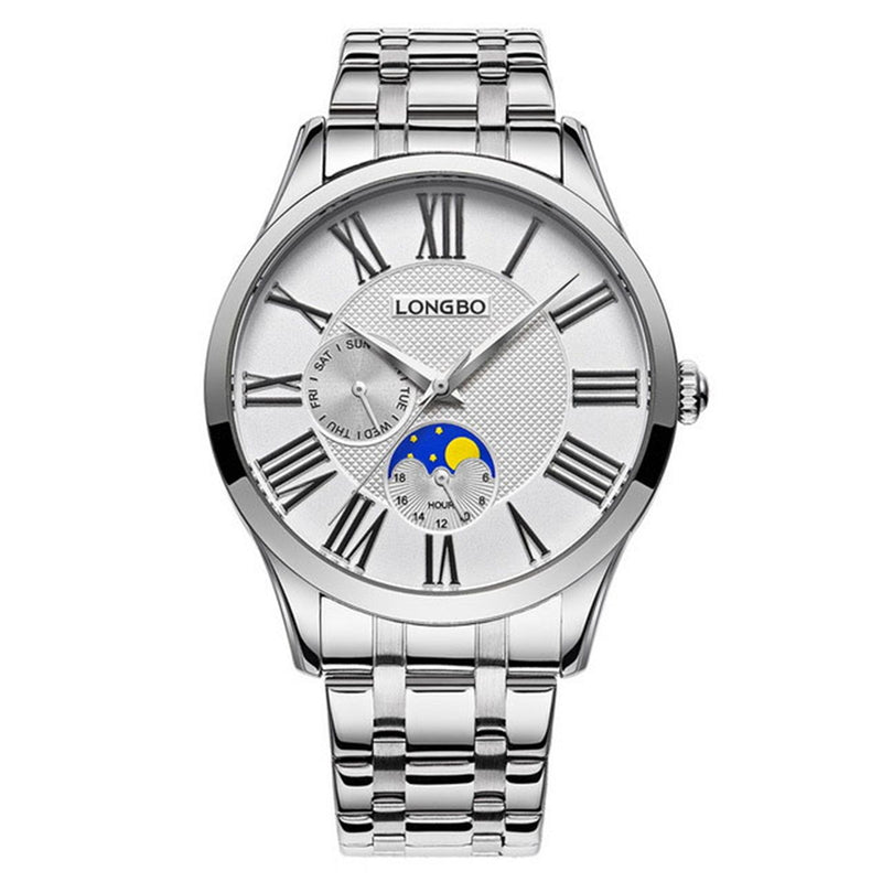 LONGBO 5013 Fashion Calendar Quartz Watches Full Steel Couple Wrist Watch