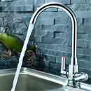 Brass Chrome Finish Kitchen Sink Faucet 360 Rotate Neck Spout Double Handle Water Mixer Tap