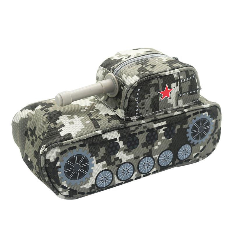 Large Capacity Creative Camouflage Tank Shape Stationery Organizer Zipper Pen Pencil Bag Anti-theft Pencil Case Gifts School Students Supplies