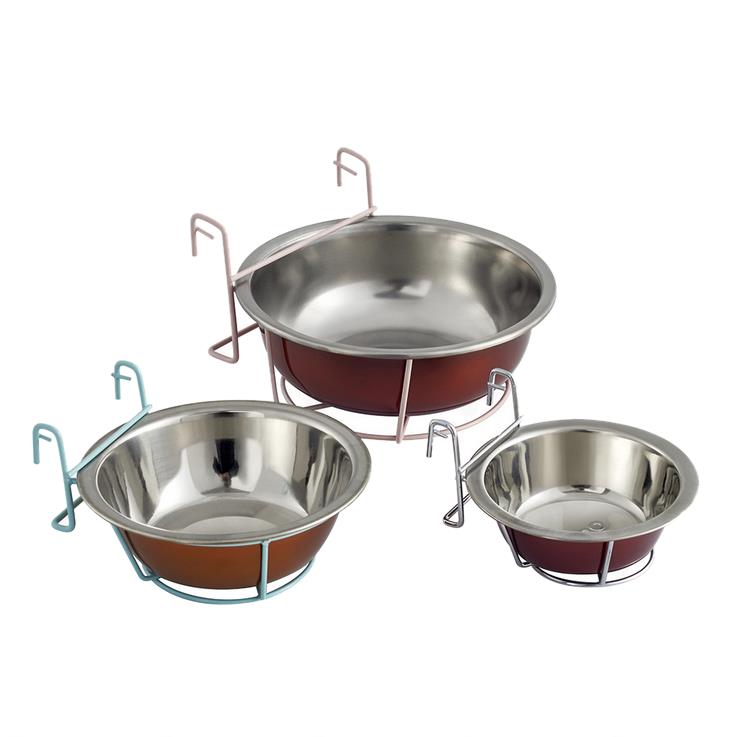 Stainless Steel Hanging Pet Bowl Food Water Feeder with Hanger for Dogs Cats Rabbits Bunny in Crate