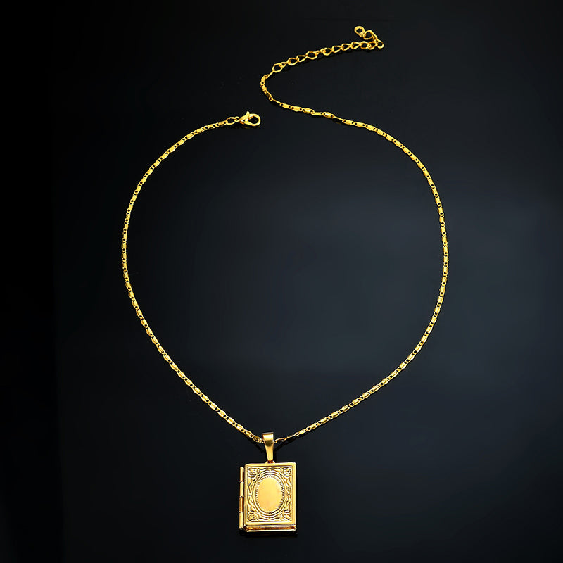 Religious Gold Muhammad Book Box Pendant Chain Islam Muslim Necklace for Men
