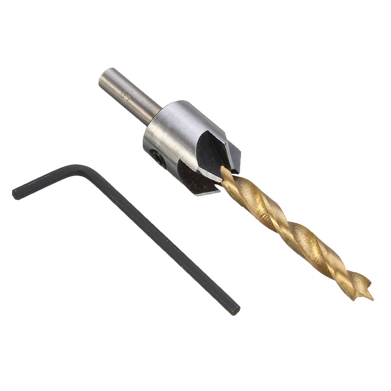 3-10mm HSS 5 Flute Countersink Drill Bit Set Carpentry Reamer Wood Working Chamfer Drill Bit