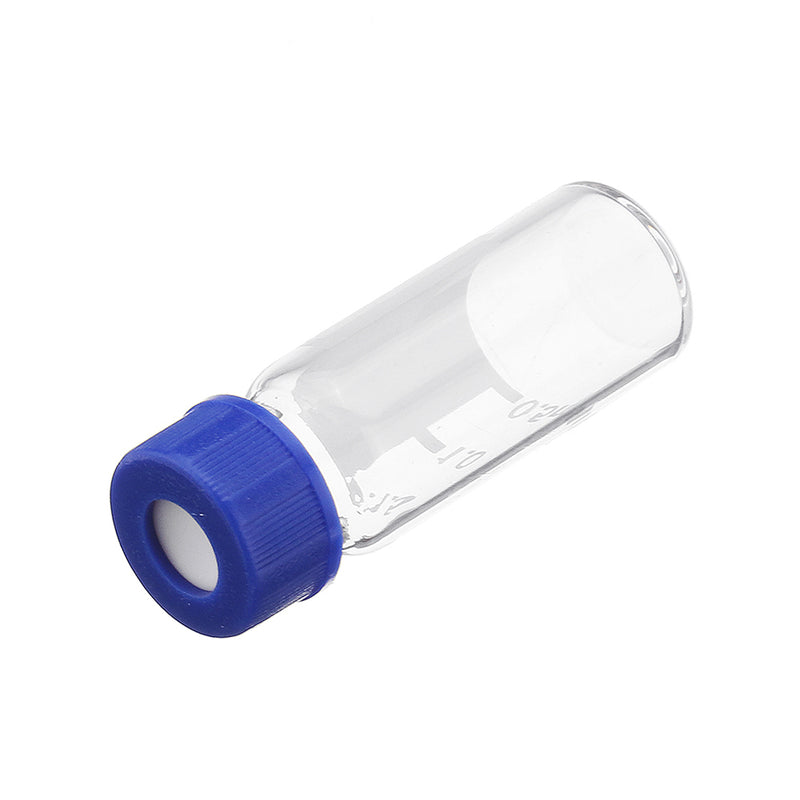 100Pcs/Set 2ml Graduated Clear Sample Vials Autosampler Vials Bottles Threaded Vial w/ Write-on Spot Screw Caps Septa