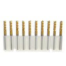 Drillpro DB-M6 10pcs 3.175mm Titanium Coated Carbide End Mill Engraving Bits For CNC Rotary Burrs