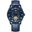TEVISE T851A Moon Phase Automatic Mechanical Watch Roman Number Leather Band Men Watch