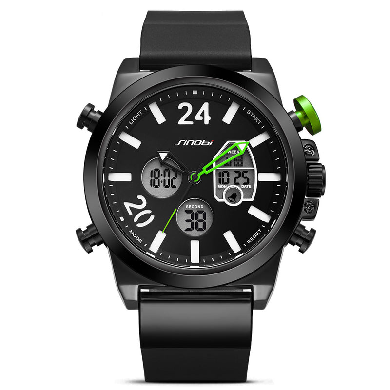 SINOBI 9732 Dual Display Digital Watch Men Chronograph Alarm Luminous Display Fashion Sport Watch