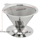 Stainless Steel Pour Over Coffee Dripper Paperless Reusable Double Layer Mesh Coffee Maker Cone Filter
