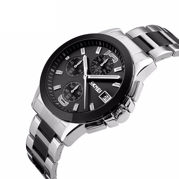 SKMEI 9126 Fashion Men Quartz Watch Classic Stainless Steel Strap Business Wristwatch