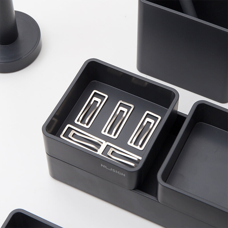 NUSIGN NS028 Stackable Combination Small 3 Layers Square Trays ABS Paperclip Holder Storage Tray Desktop Organizer