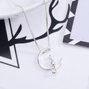 Trendy Cute Moon Cat Necklace Geometric Animal Pendant Necklace Clavicle Chain