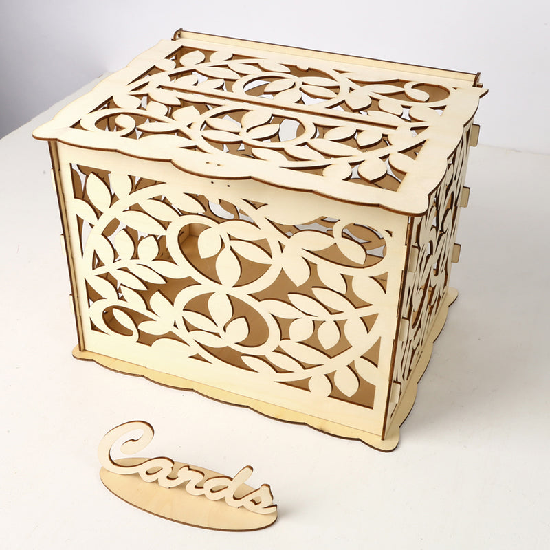 Wedding Card Box With Lock DIY Money Wooden Gift Leaf Boxes For Birthday Party