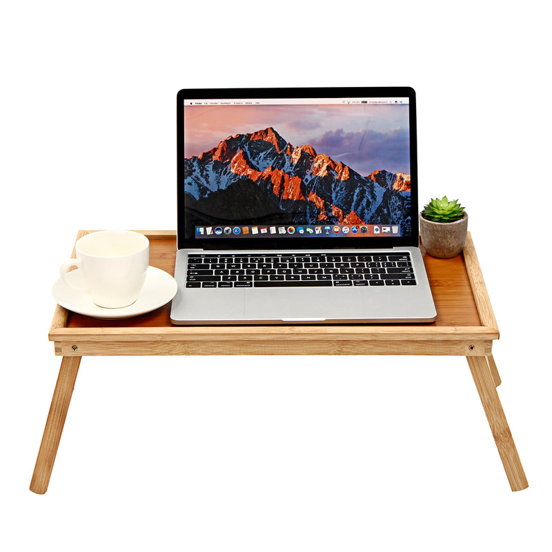 Bamboo Wooden Table Bed Tray With Folding Legs Serving Breakfast Lap Tray