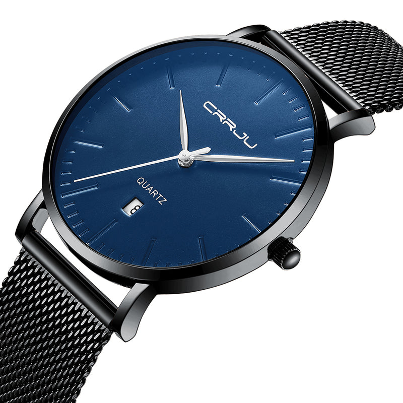 CRRJU 2269 Men Full Steel Simple Dial Date Display Quartz Watch